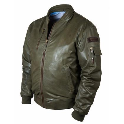 Кожаная куртка бомбер MA1 Tigers olive (Art.318)