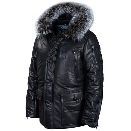 Куртка парка кожаная Alaska Leo Seppala black (Art.519)